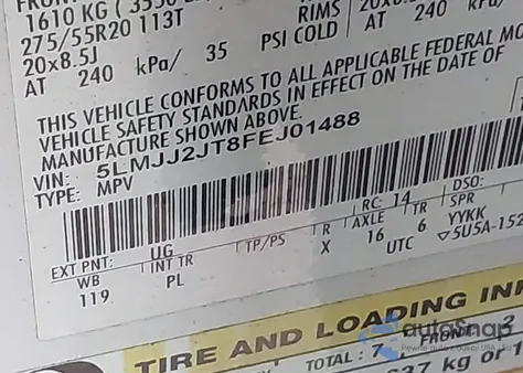 2015 Lincoln Navigator z USA, uszkodzony, nr VIN 5LMJJ2JT8FEJ01488